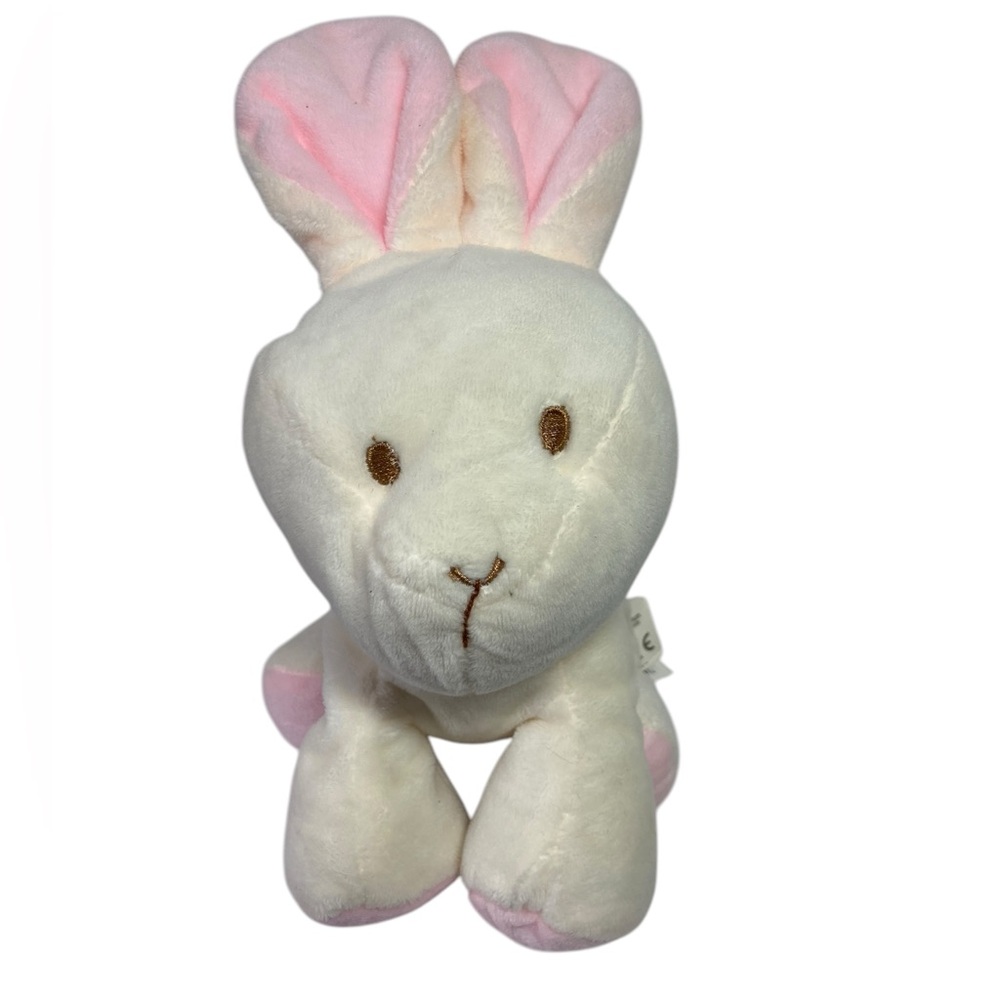 Kellytoy White Cream Pink Bunny Rabbit 9”‎ Plush Rattle Crinkle Ears 2017.
